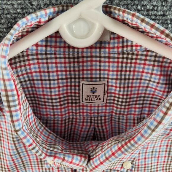 Peter Millar Men Large Multicolor Plaid Long Sleeve Button Up Shirt 100% Cotton - Picture 14 of 16